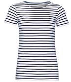 SOL'S Ladies Miles Striped T-Shirt - White/Navy