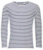 SOL'S Marine Long Sleeve Striped T-Shirt - White/Navy