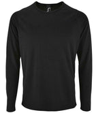 SOL'S Sporty Long Sleeve Performance T-Shirt - Black