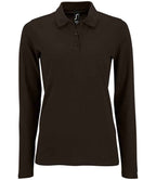 SOL'S Ladies Perfect Long Sleeve Piqué Polo Shirt - Black