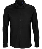 NEOBLU Basile Organic Cotton Long Sleeve Piqué Shirt - Deep Black