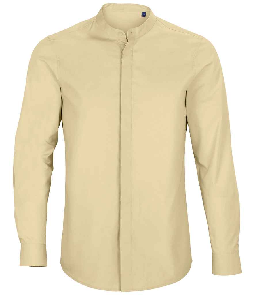 NEOBLU Bart Mao Collar Long Sleeve Poplin Shirt - Beige