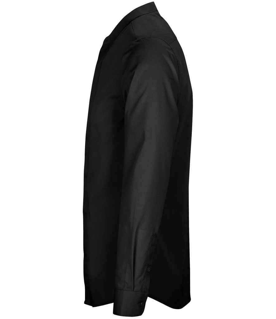 NEOBLU Bart Mao Collar Long Sleeve Poplin Shirt - Deep Black