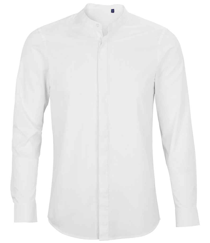 NEOBLU Bart Mao Collar Long Sleeve Poplin Shirt - Optic White