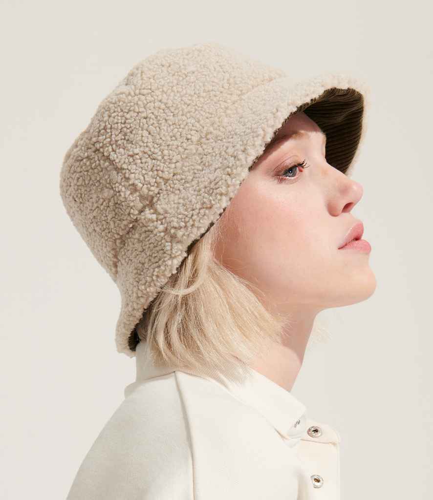 SOL'S Unisex 2-in-1 Reversible Sherpa and Velvet Bucket Hat - Army/Shear Beige