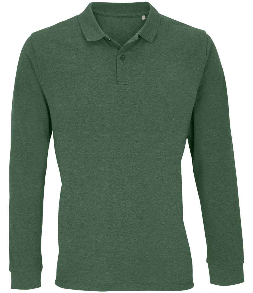SOL'S Unisex Planet Organic Long Sleeve Piqué Polo Shirt - Bottle Green