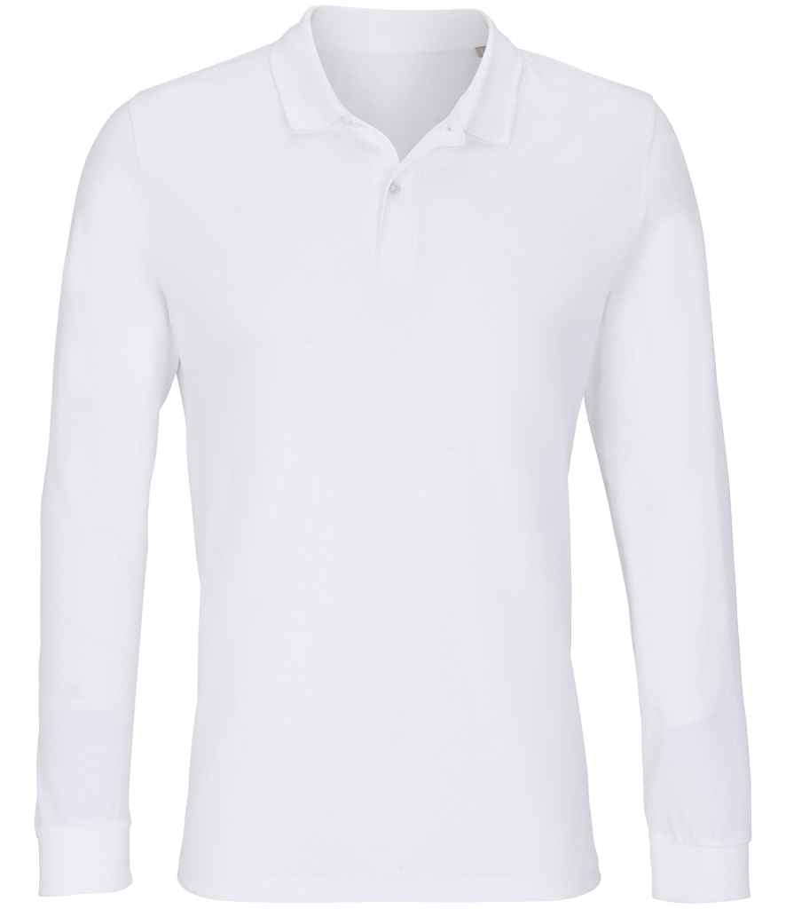 SOL'S Unisex Planet Organic Long Sleeve Piqué Polo Shirt - White