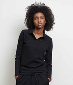 NEOBLU Ladies Owen Long Sleeve Piqué Polo Shirt - Deep Black