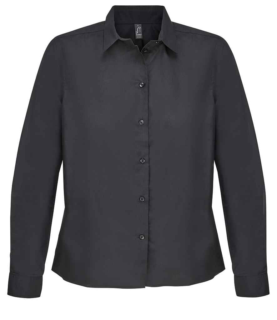 SOL'S Ladies Bailey Long Sleeve Poplin Shirt - Black