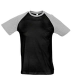 SOL'S Funky Contrast Baseball T-Shirt - Black/Grey