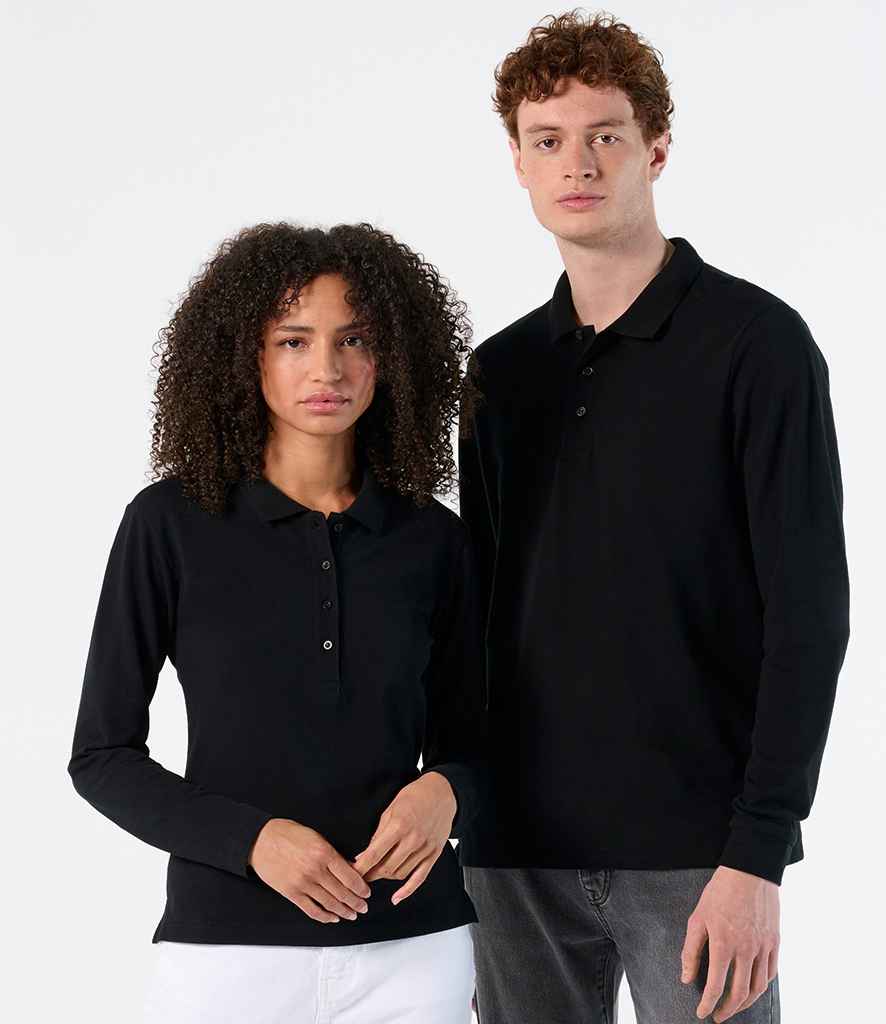 SOL'S Winter II Long Sleeve Cotton Piqué Polo Shirt - Black