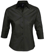 SOL'S Ladies Effect 3/4 Sleeve Fitted Shirt - Black
