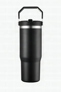 30oz tumbler with flip straw and carry handle in black