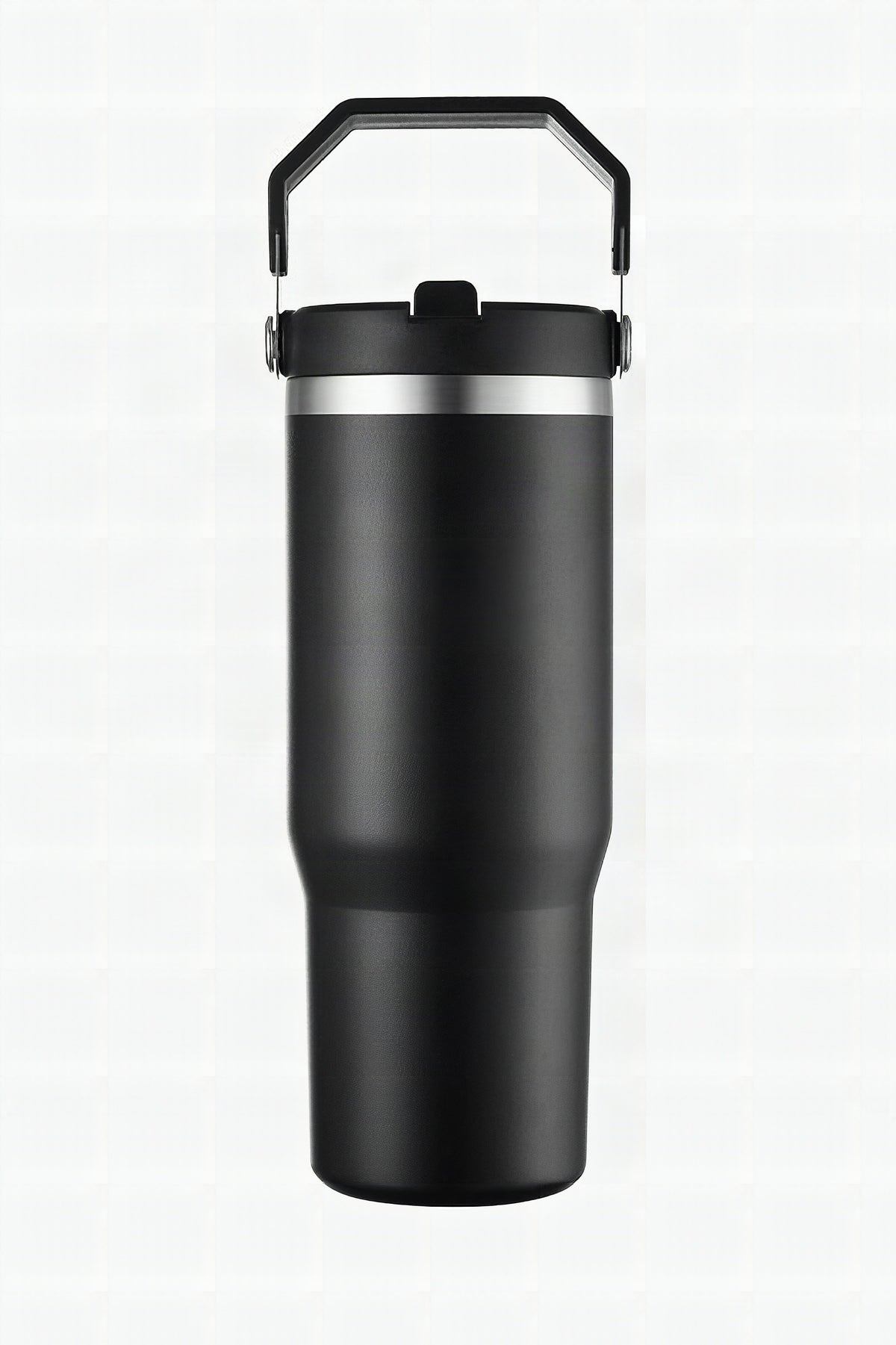 30oz tumbler with flip straw and carry handle in black