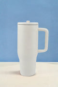 40oz tumbler with handle, lid and straw in white