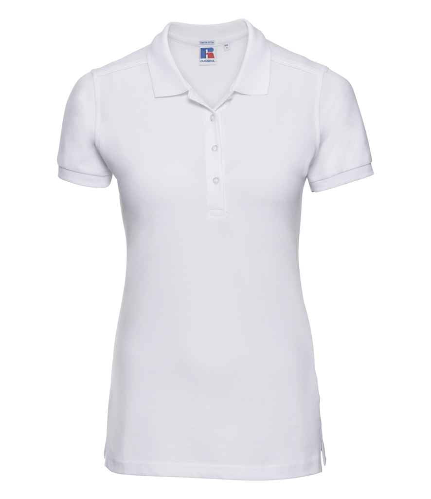 Russell Athletic Ladies Stretch Piqué Polo Shirt - White