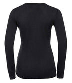 Russell Athletic Collection Ladies Cotton Acrylic V Neck Sweater - Black