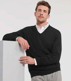 Russell Athletic Collection Cotton Acrylic V Neck Sweater - Black