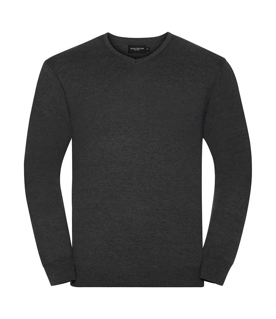 Russell Athletic Collection Cotton Acrylic V Neck Sweater - Charcoal Marl