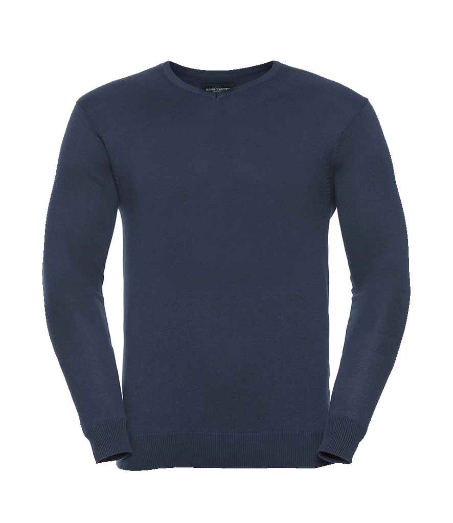Russell Athletic Collection Cotton Acrylic V Neck Sweater - French Navy