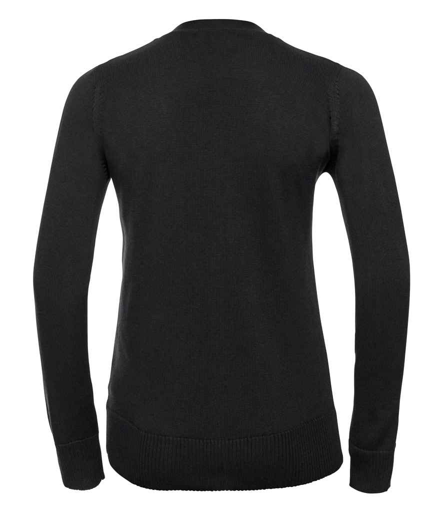 Russell Athletic Collection Ladies Cotton Acrylic V Neck Cardigan - Black