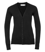 Russell Athletic Collection Ladies Cotton Acrylic V Neck Cardigan - Black