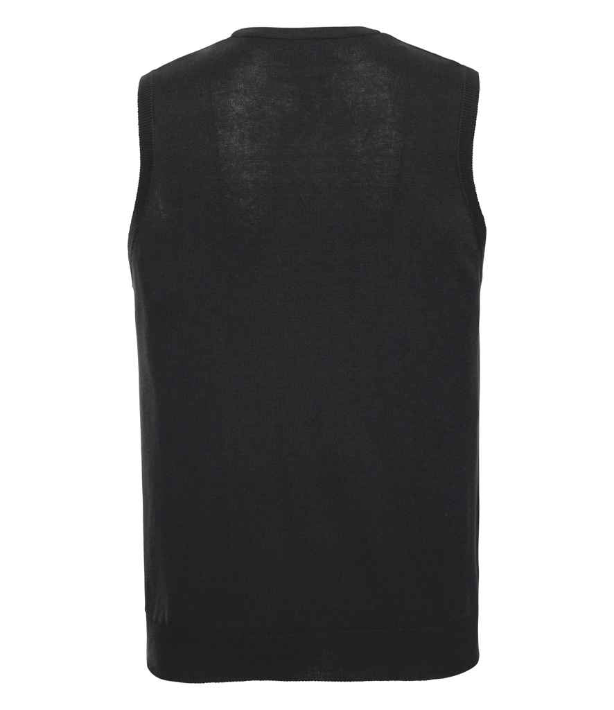 Russell Athletic Collection Sleeveless Cotton Acrylic V Neck Sweater - Black