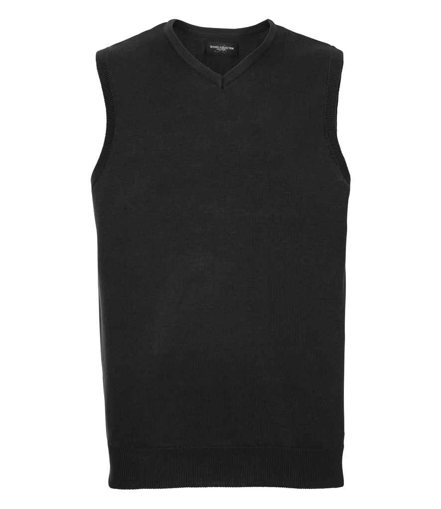Russell Athletic Collection Sleeveless Cotton Acrylic V Neck Sweater - Black
