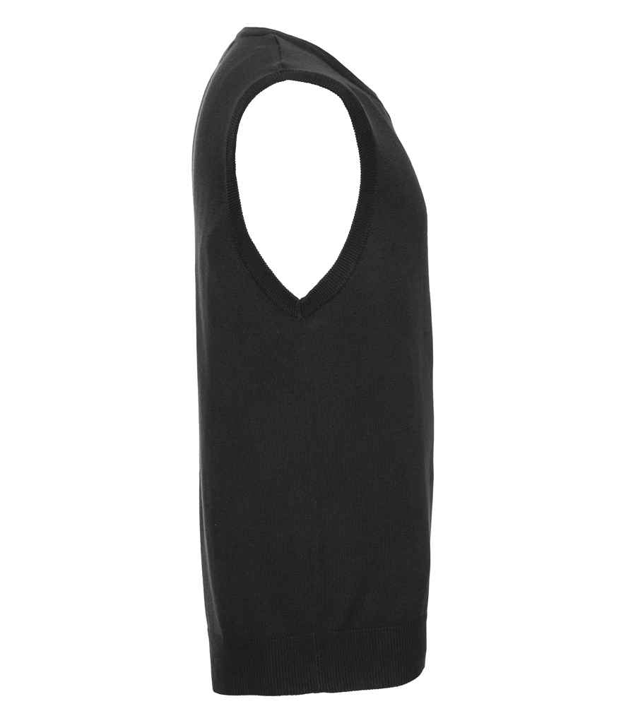 Russell Athletic Collection Sleeveless Cotton Acrylic V Neck Sweater - Black