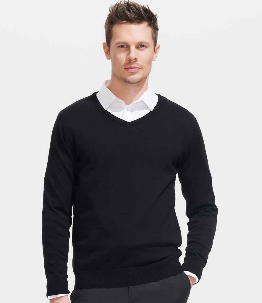 SOL'S Galaxy Cotton Acrylic V Neck Sweater - Black