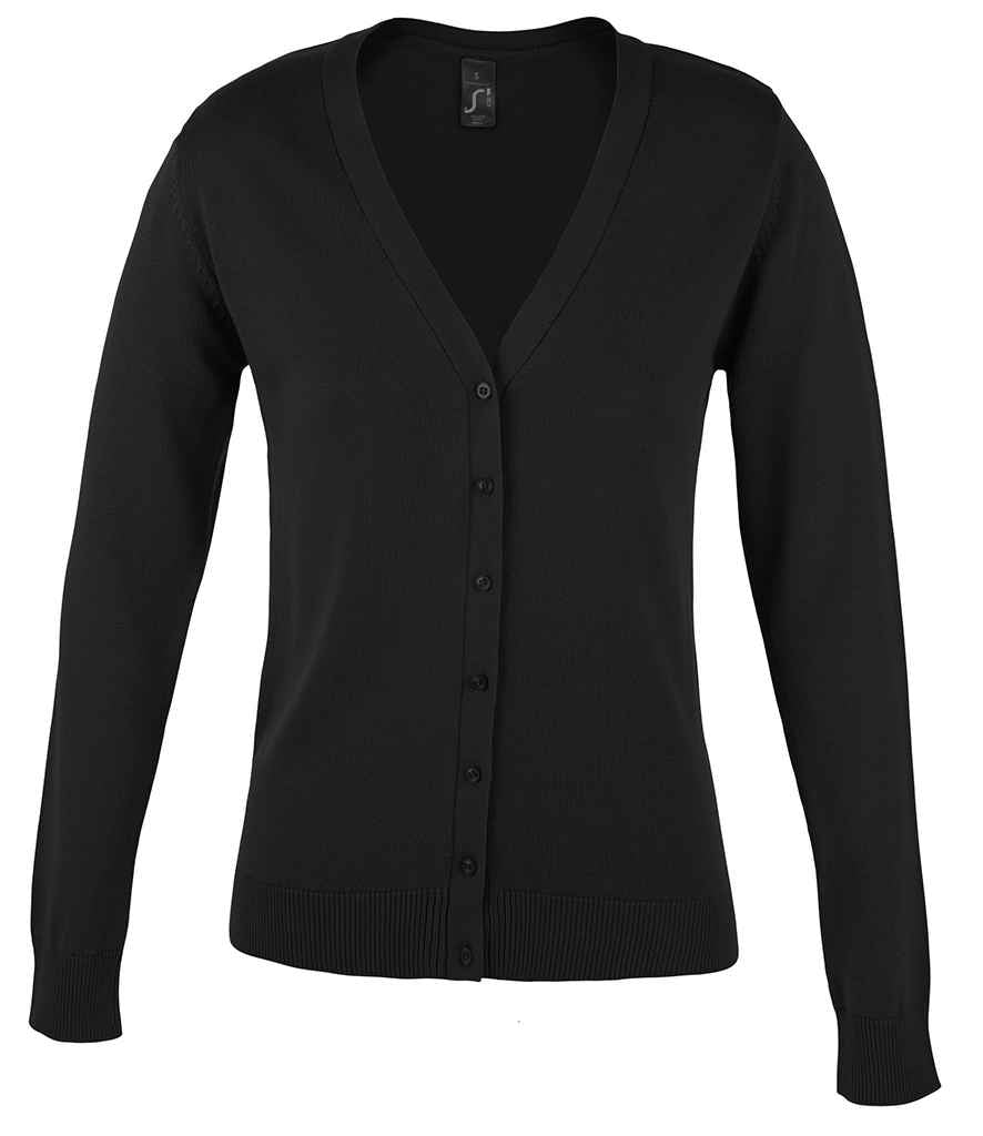 SOL'S Ladies Golden Cotton Acrylic V Neck Cardigan - Black