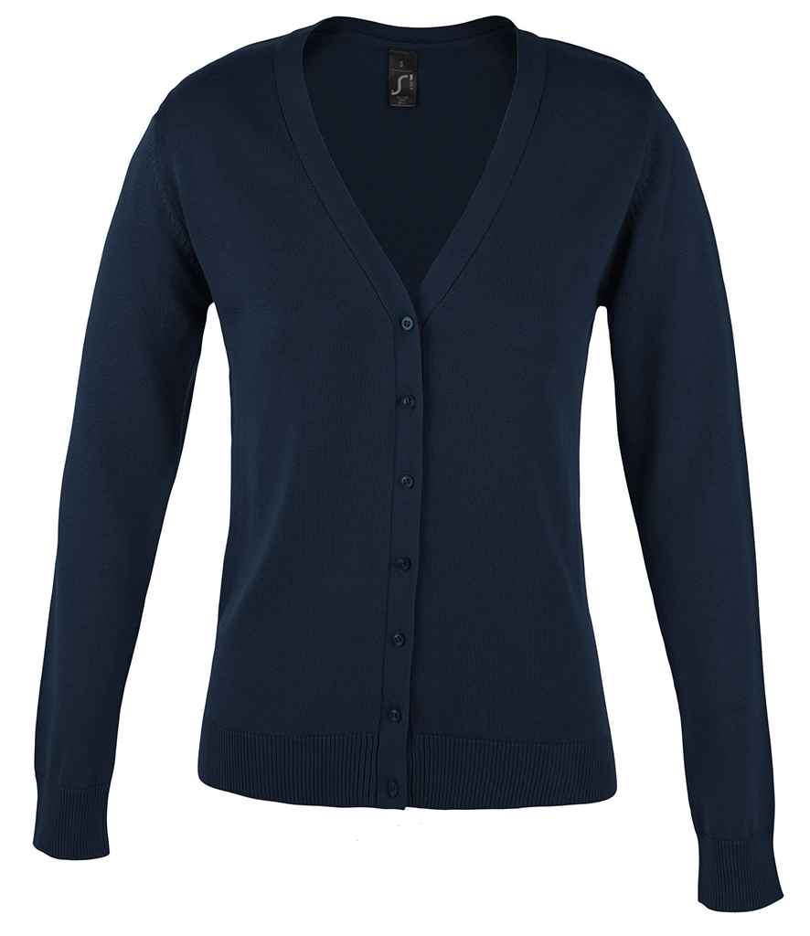 SOL'S Ladies Golden Cotton Acrylic V Neck Cardigan - Navy