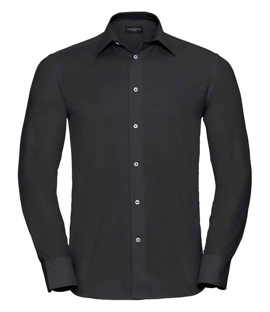 Russell Athletic Collection Long Sleeve Tailored Oxford Shirt - Black