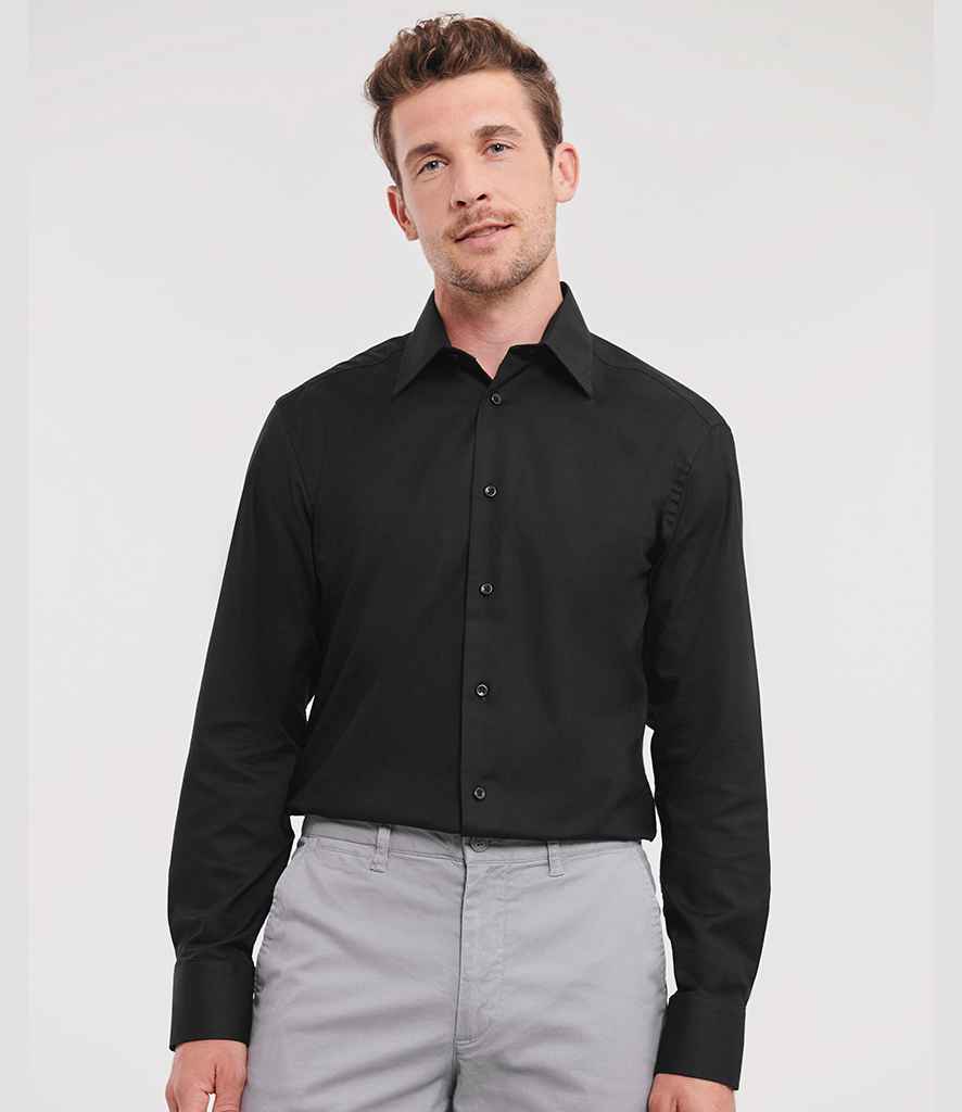 Russell Athletic Collection Long Sleeve Tailored Oxford Shirt - Black