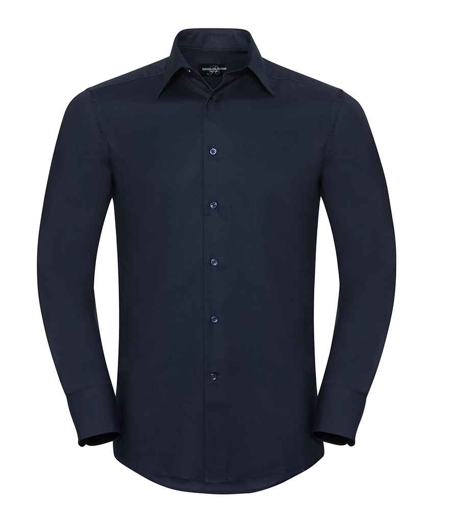 Russell Athletic Collection Long Sleeve Tailored Oxford Shirt - Bright Navy
