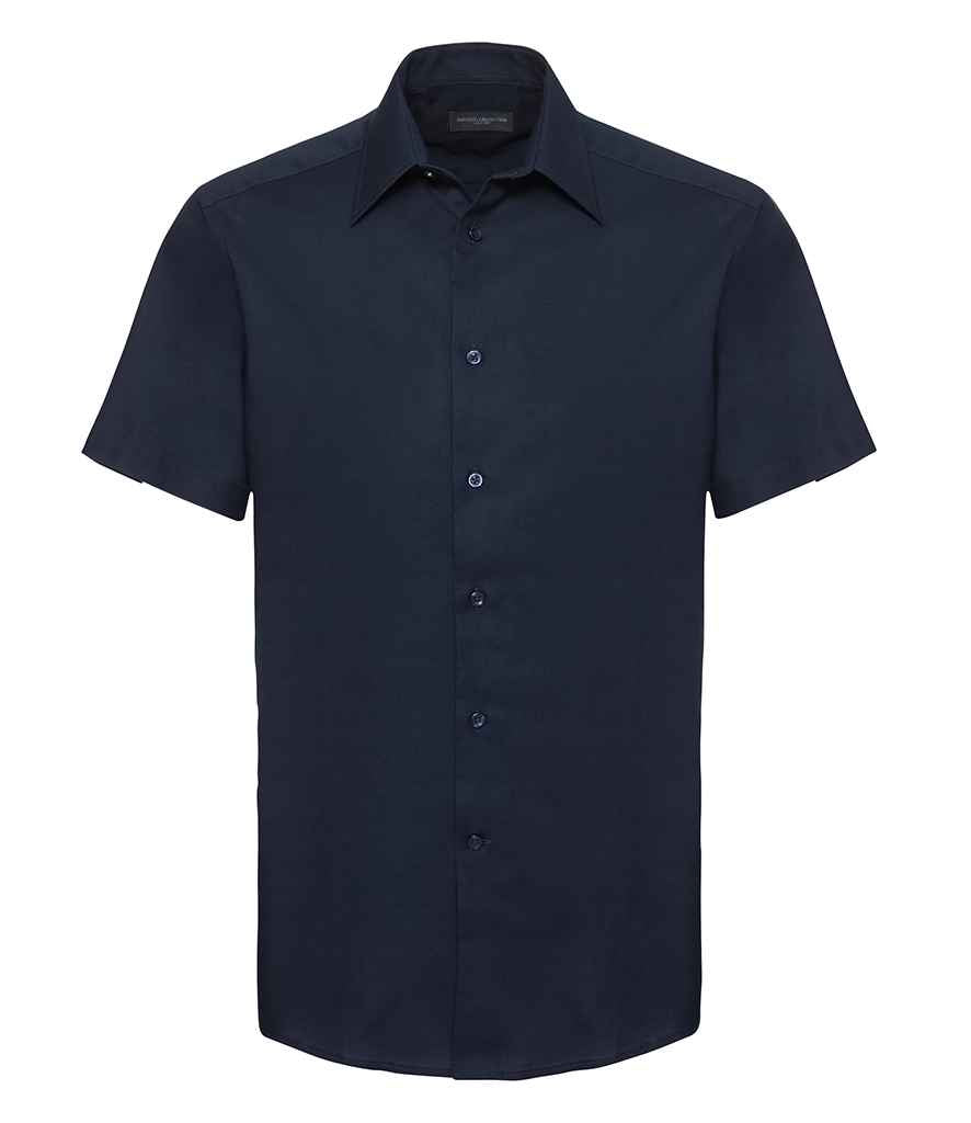 Russell Athletic Collection Short Sleeve Tailored Oxford Shirt - Bright Navy