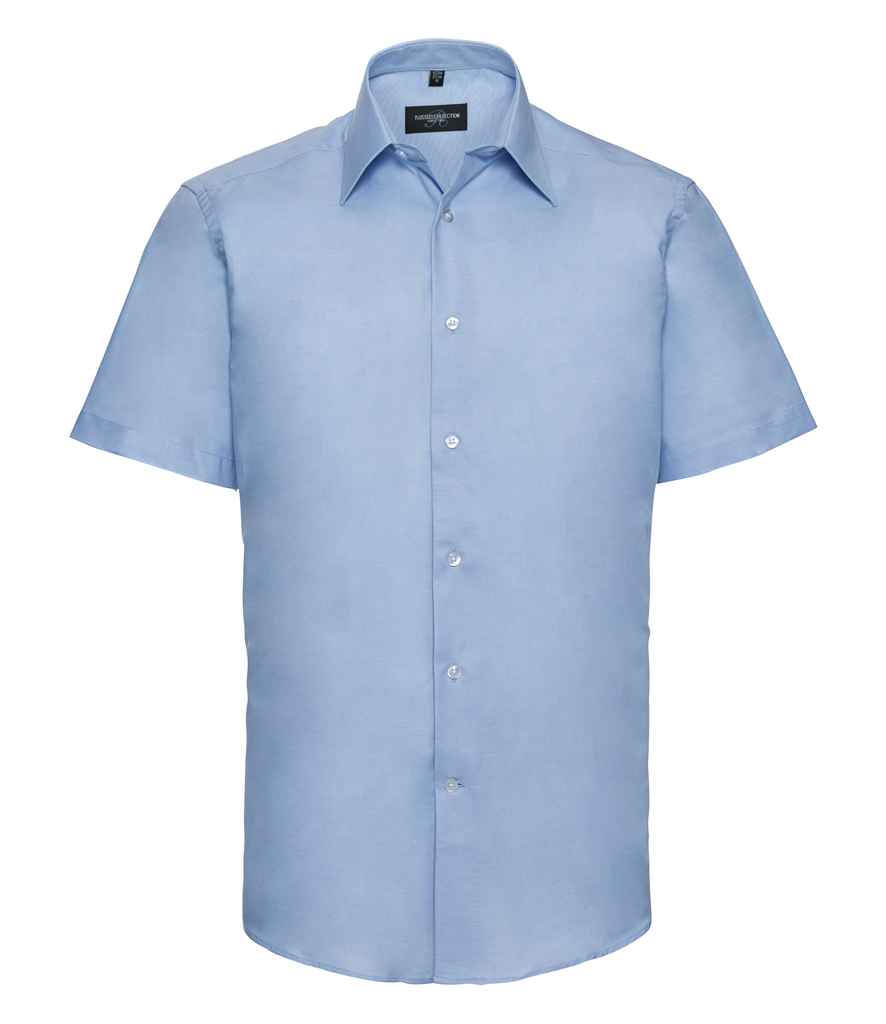 Russell Athletic Collection Short Sleeve Tailored Oxford Shirt - Oxford Blue