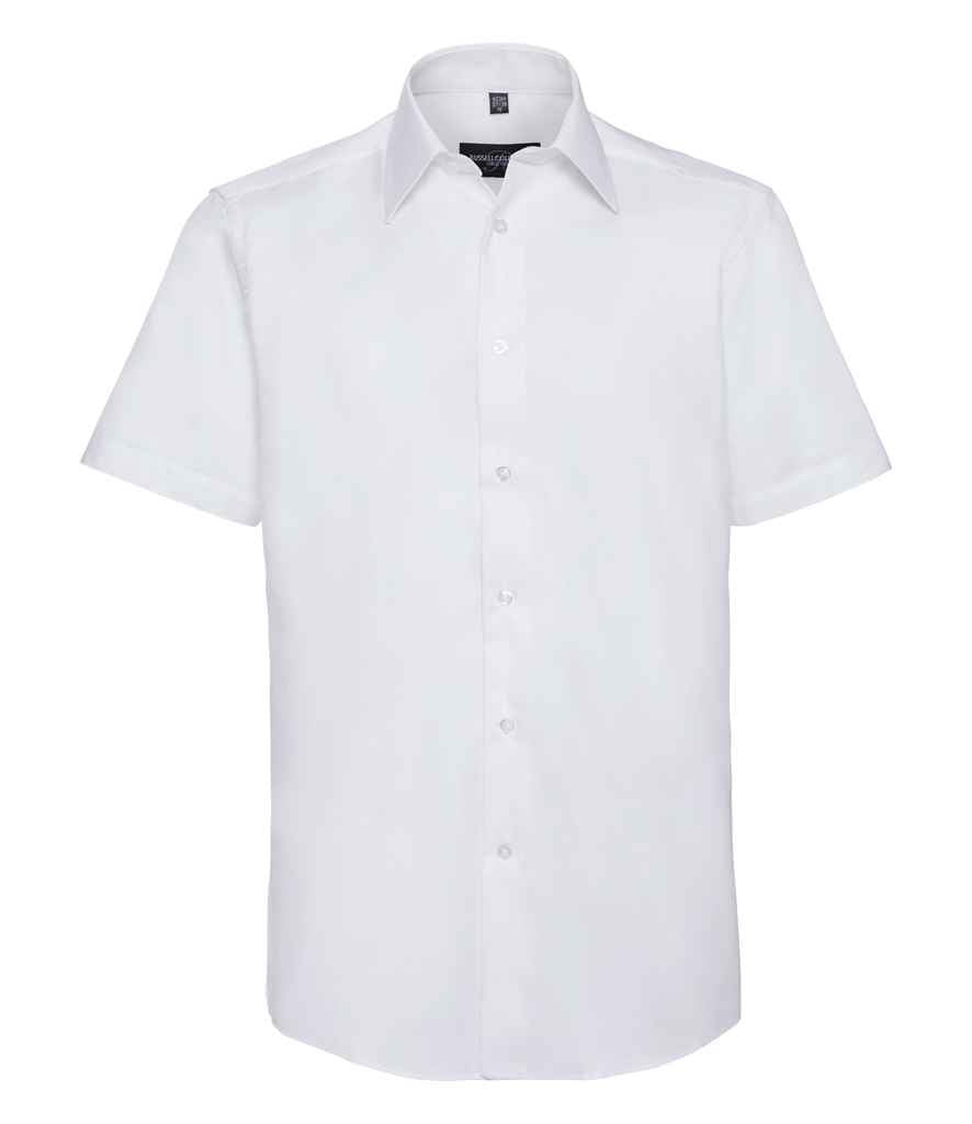 Russell Athletic Collection Short Sleeve Tailored Oxford Shirt - White