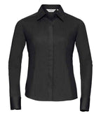 Russell Athletic Collection Ladies Long Sleeve Fitted Poplin Shirt - Black