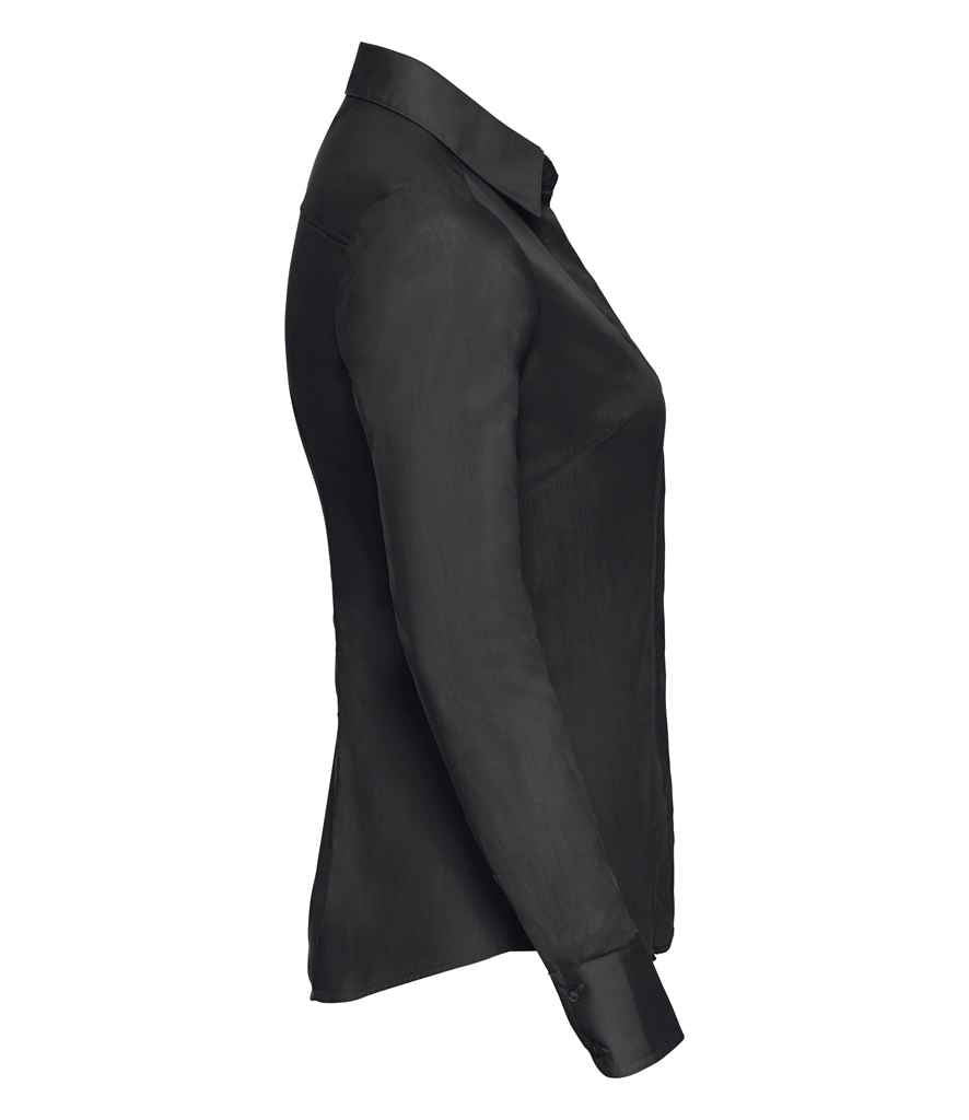 Russell Athletic Collection Ladies Long Sleeve Fitted Poplin Shirt - Black