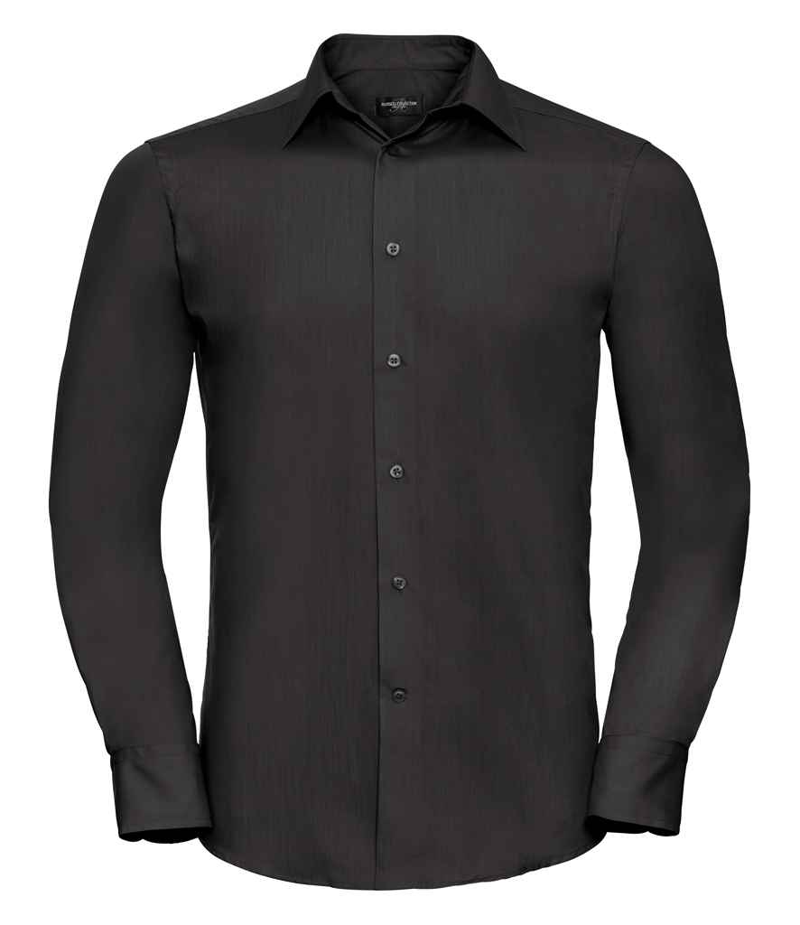 Russell Athletic Collection Long Sleeve Tailored Poplin Shirt - Black