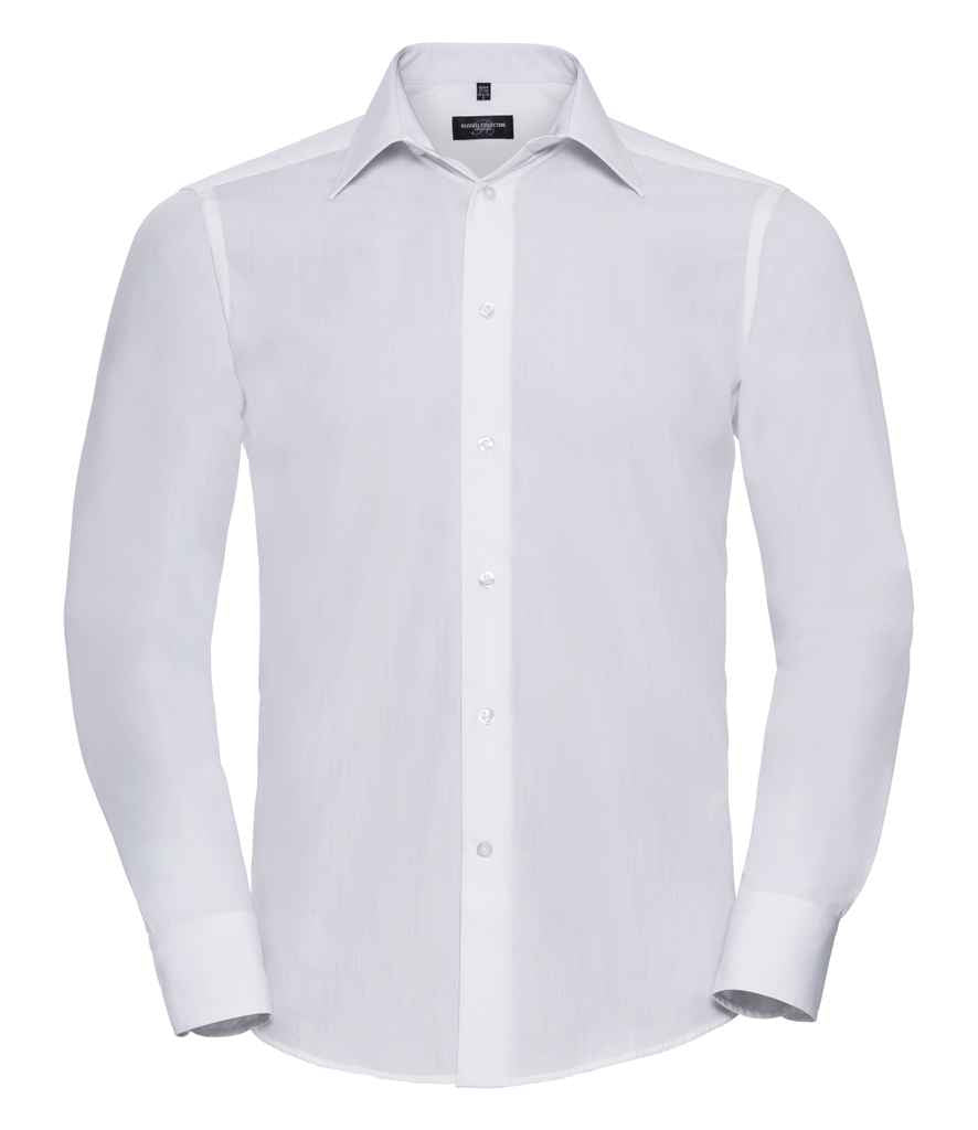 Russell Athletic Collection Long Sleeve Tailored Poplin Shirt - White