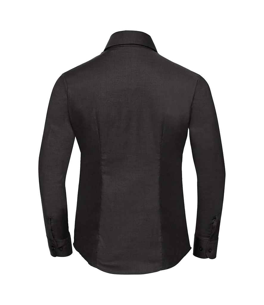 Russell Athletic Collection Ladies Long Sleeve Easy Care Oxford Shirt - Black