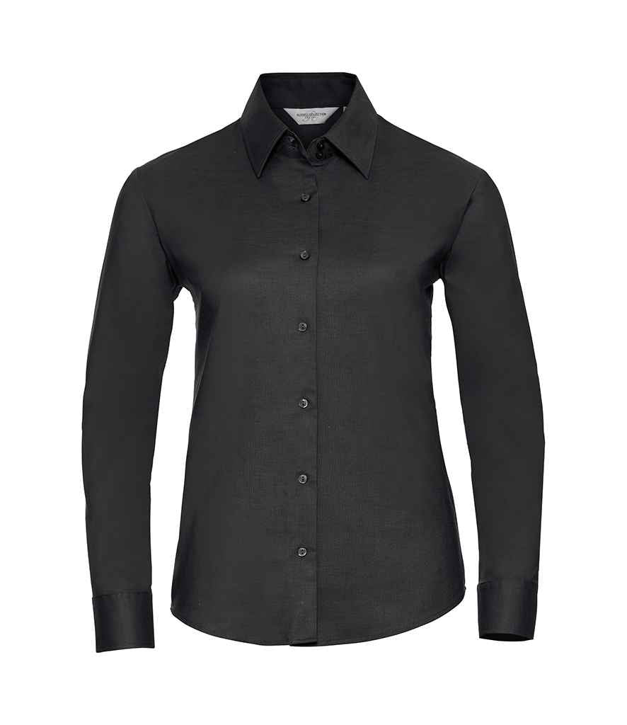Russell Athletic Collection Ladies Long Sleeve Easy Care Oxford Shirt - Black