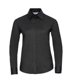 Russell Athletic Collection Ladies Long Sleeve Easy Care Oxford Shirt - Black