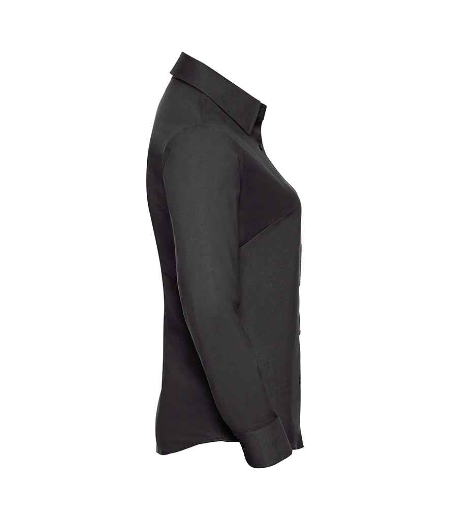 Russell Athletic Collection Ladies Long Sleeve Easy Care Oxford Shirt - Black