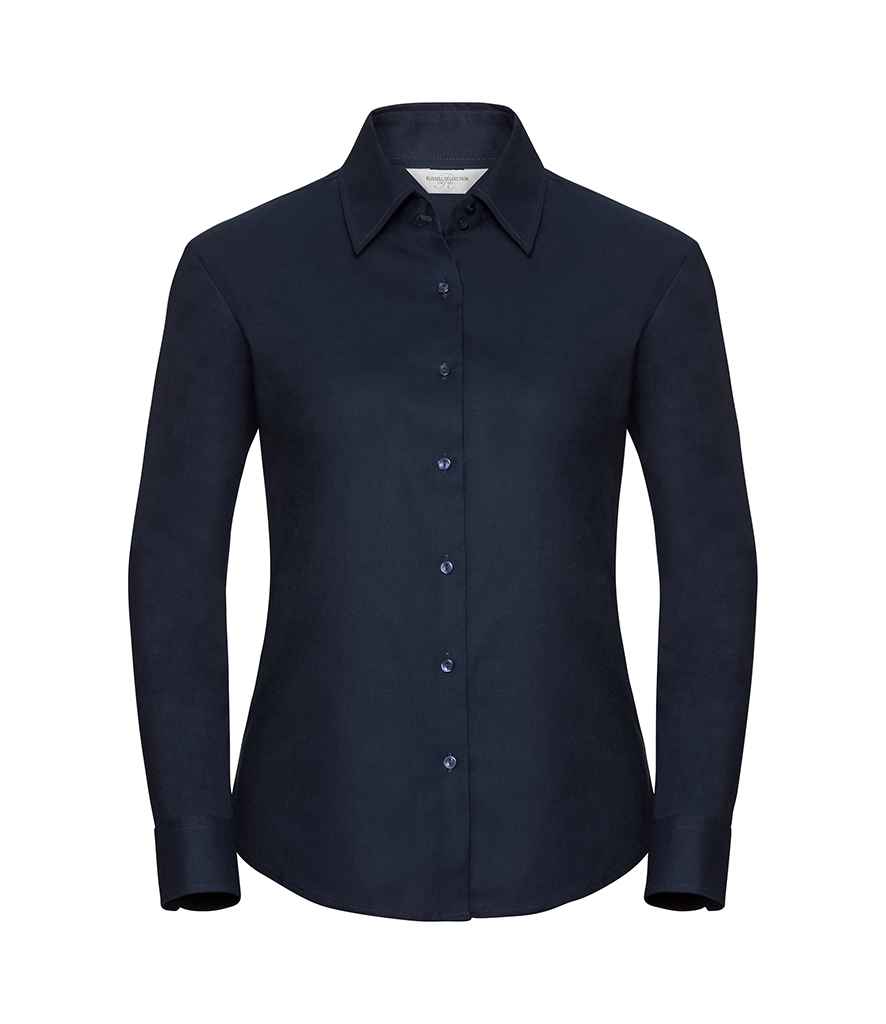 Russell Athletic Collection Ladies Long Sleeve Easy Care Oxford Shirt - Bright Navy