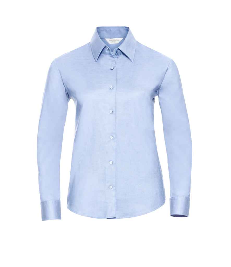 Russell Athletic Collection Ladies Long Sleeve Easy Care Oxford Shirt - Oxford Blue