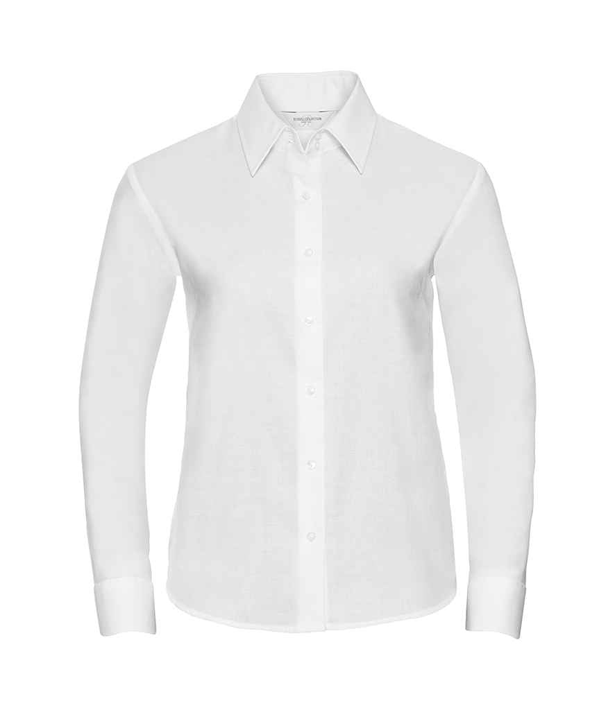 Russell Athletic Collection Ladies Long Sleeve Easy Care Oxford Shirt - White