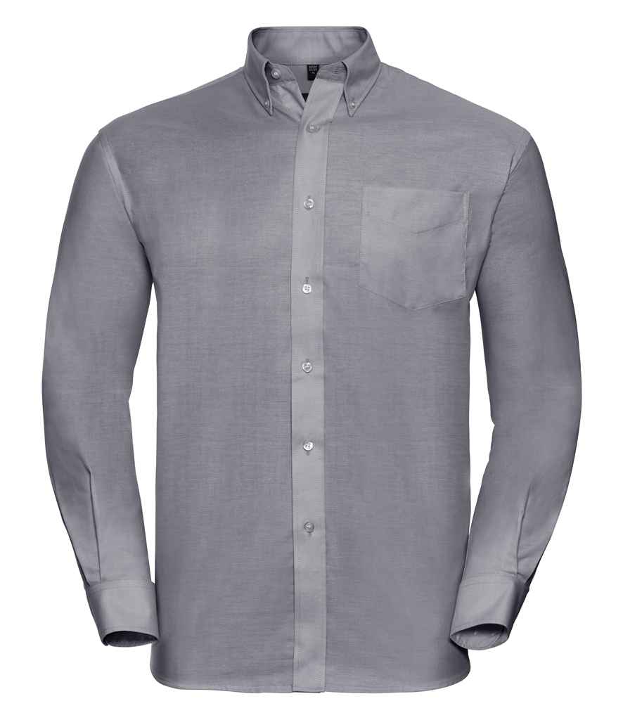 Russell Athletic Collection Long Sleeve Easy Care Oxford Shirt - Silver